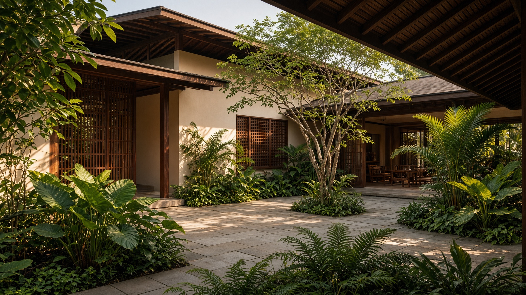 Tropical courtyard of a home in Miri